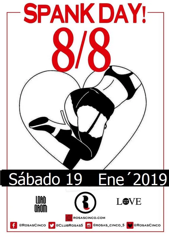 Cartel del evento Spank Day en Club Rosas Cinco, Barcelona (Sábado 19 enero 2019)