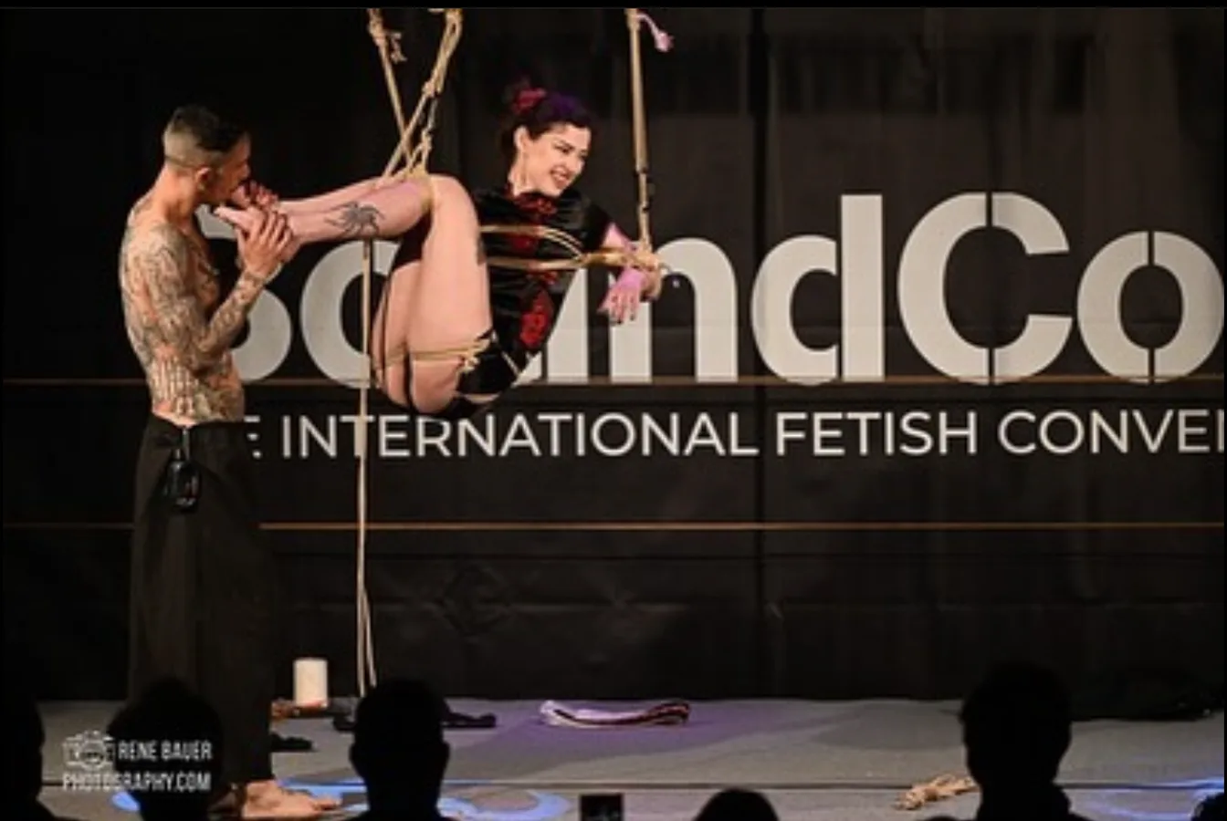 Jordi Lucena in a shibari suspension, BoundCon 2024 (Germany)