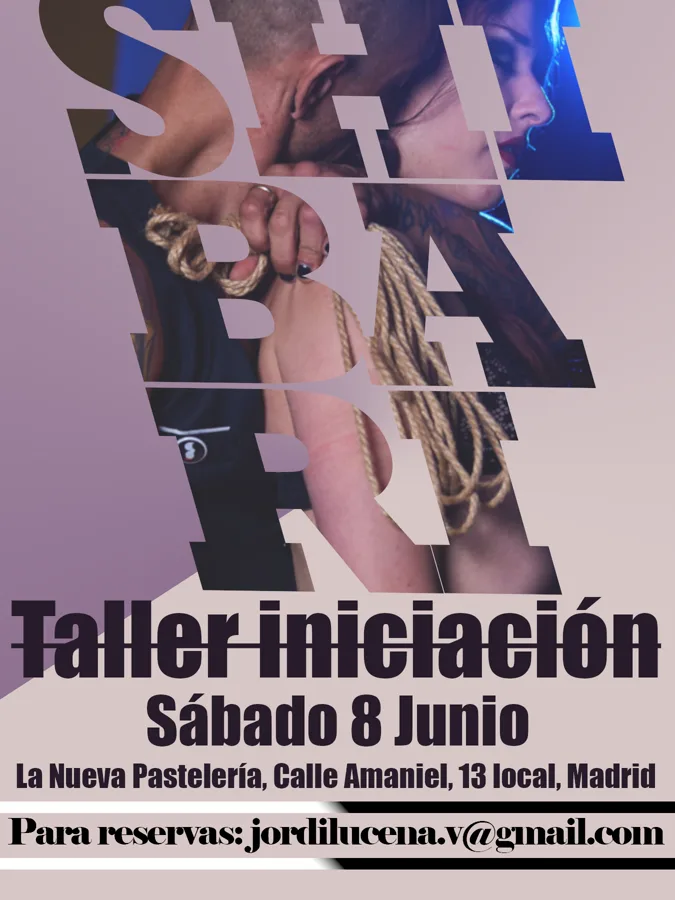 Poster of a shibari beginner workshop taught by Jordi Lucena in Madrid